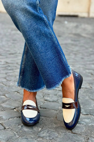 Aurora™ | Mocassini Blu Navy con Tacco Basso