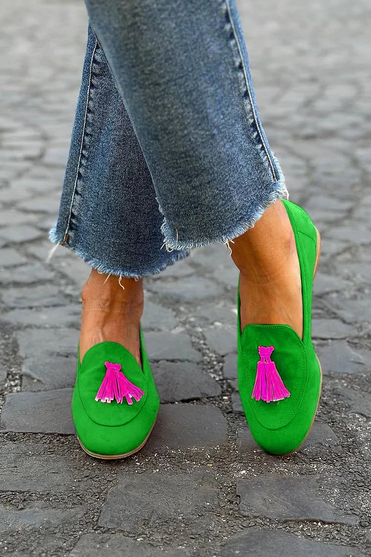 Sofia™ | Scarpe Verdi con Nappe Fuxia