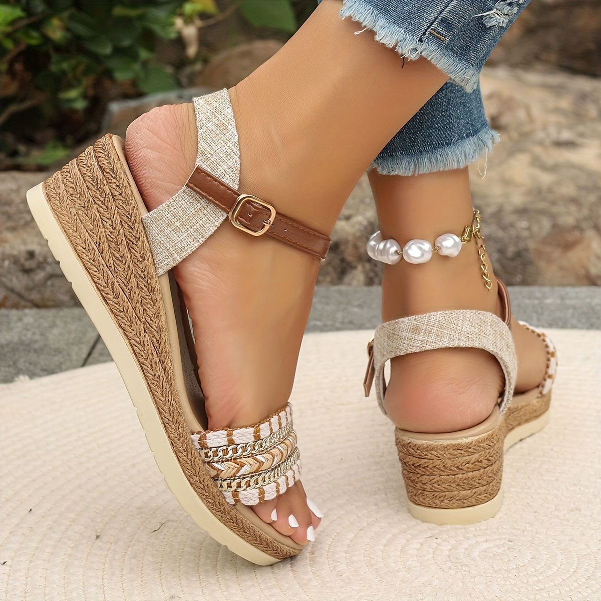 Amara™ | Sandali Wedge Intrecciati Boho