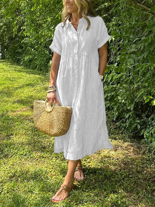 Angela™ | Abito Camicia a Righe