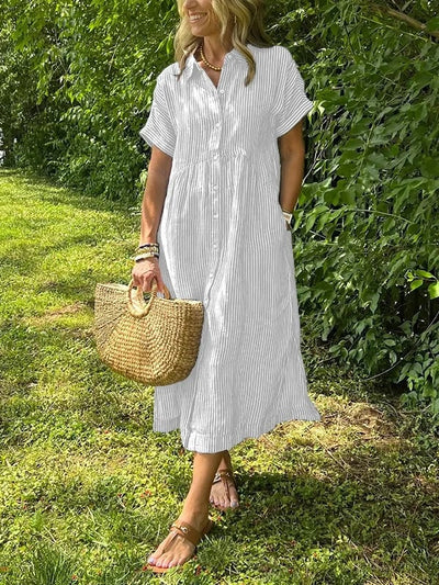 Angela™ | Abito Camicia a Righe