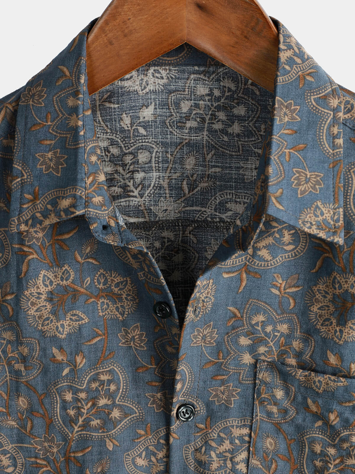 Camicia da uomo in cotone a maniche corte con stampa floreale