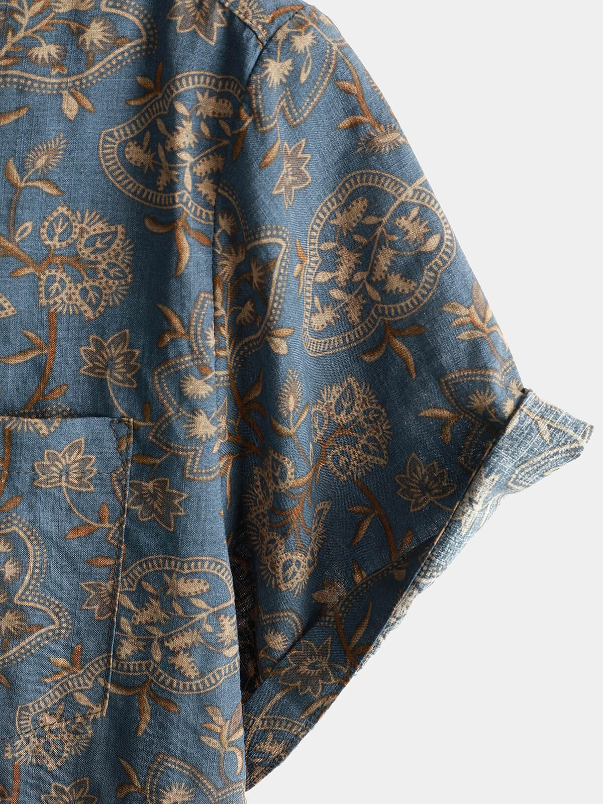 Camicia da uomo in cotone a maniche corte con stampa floreale