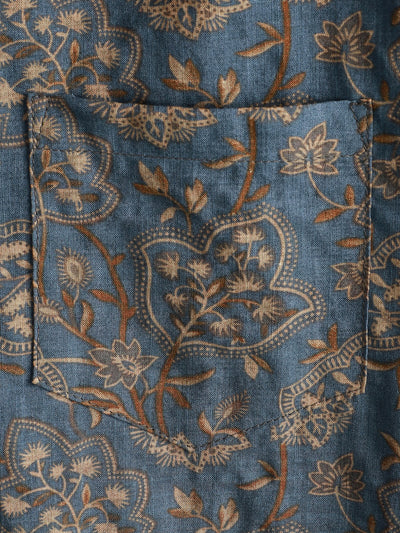 Camicia da uomo in cotone a maniche corte con stampa floreale