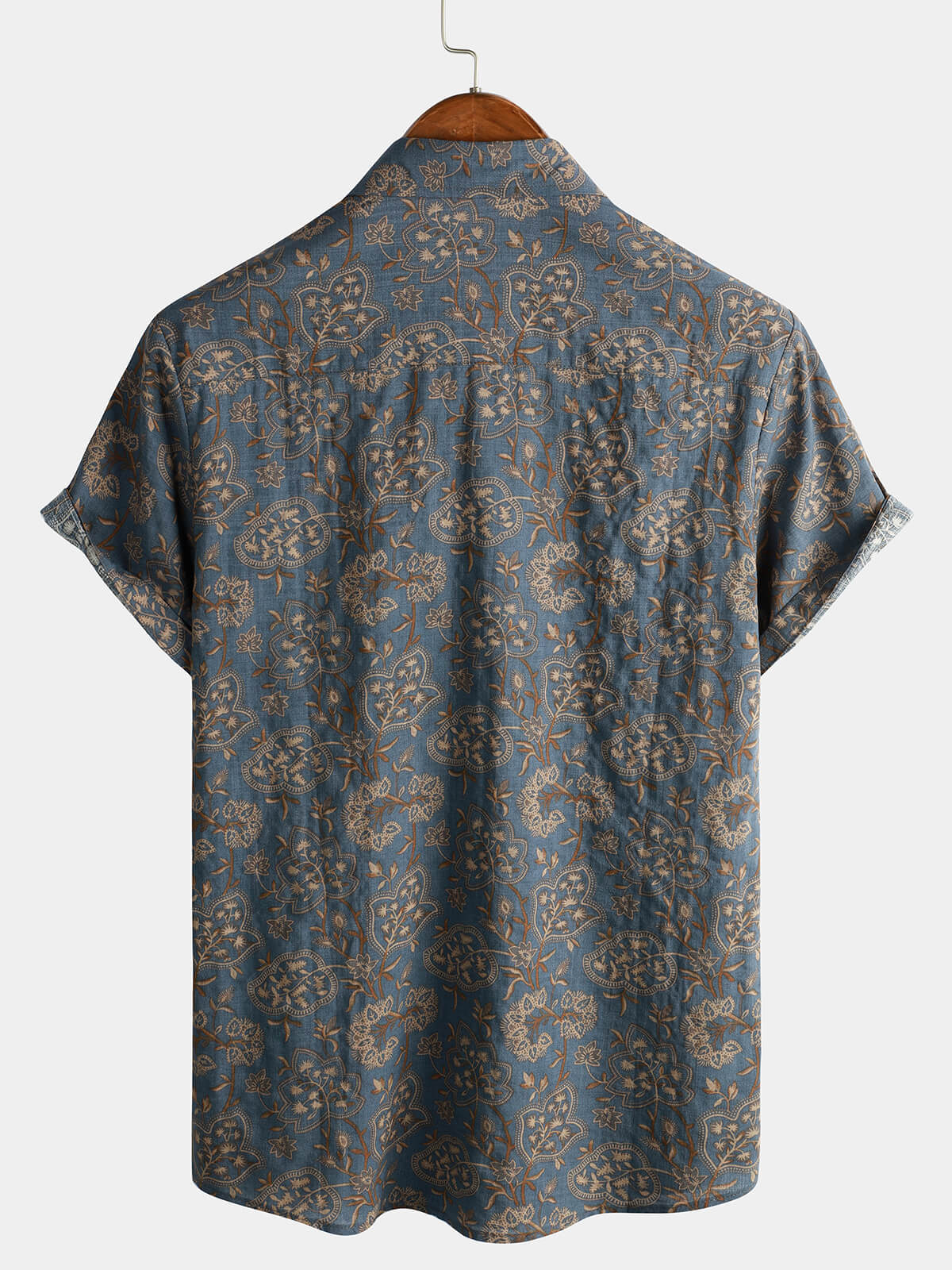Camicia da uomo in cotone a maniche corte con stampa floreale