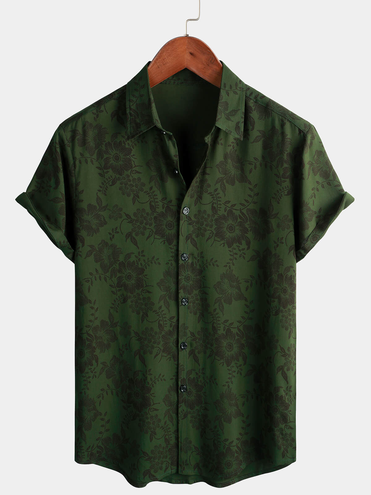 Camicia da uomo a maniche corte con stampa floreale in stile anni '70
