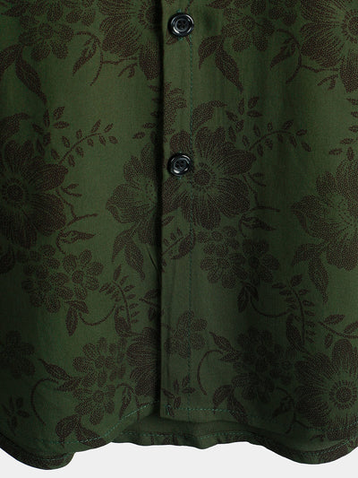 Camicia da uomo a maniche corte con stampa floreale in stile anni '70