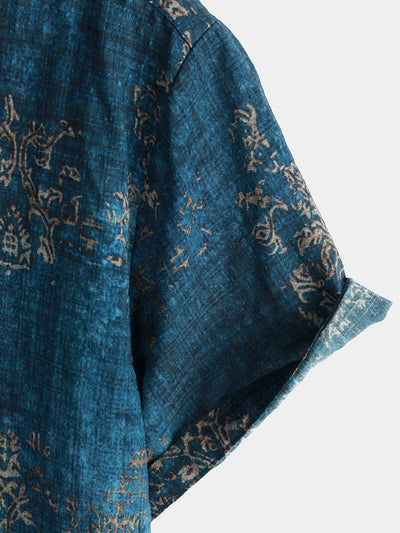 Camicia estiva blu a maniche corte per uomo