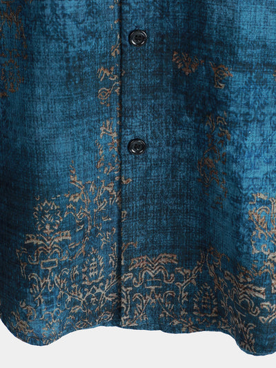 Camicia estiva blu a maniche corte per uomo