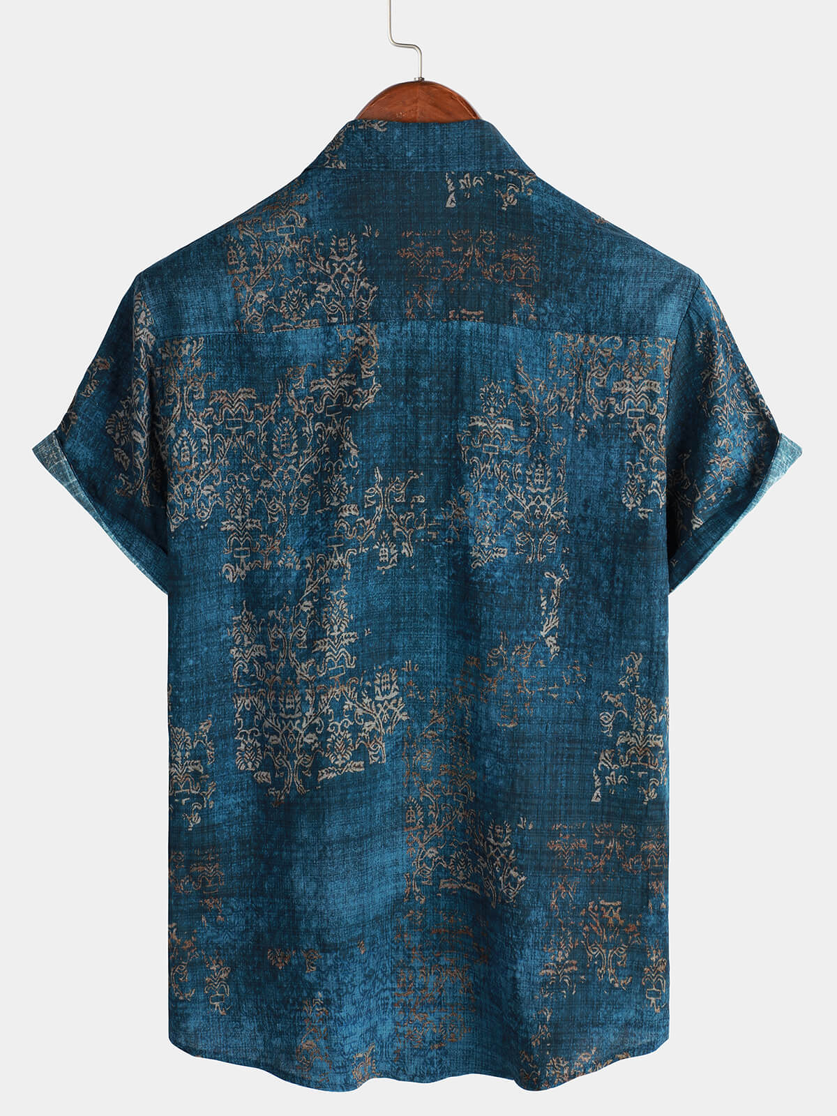 Camicia estiva blu a maniche corte per uomo