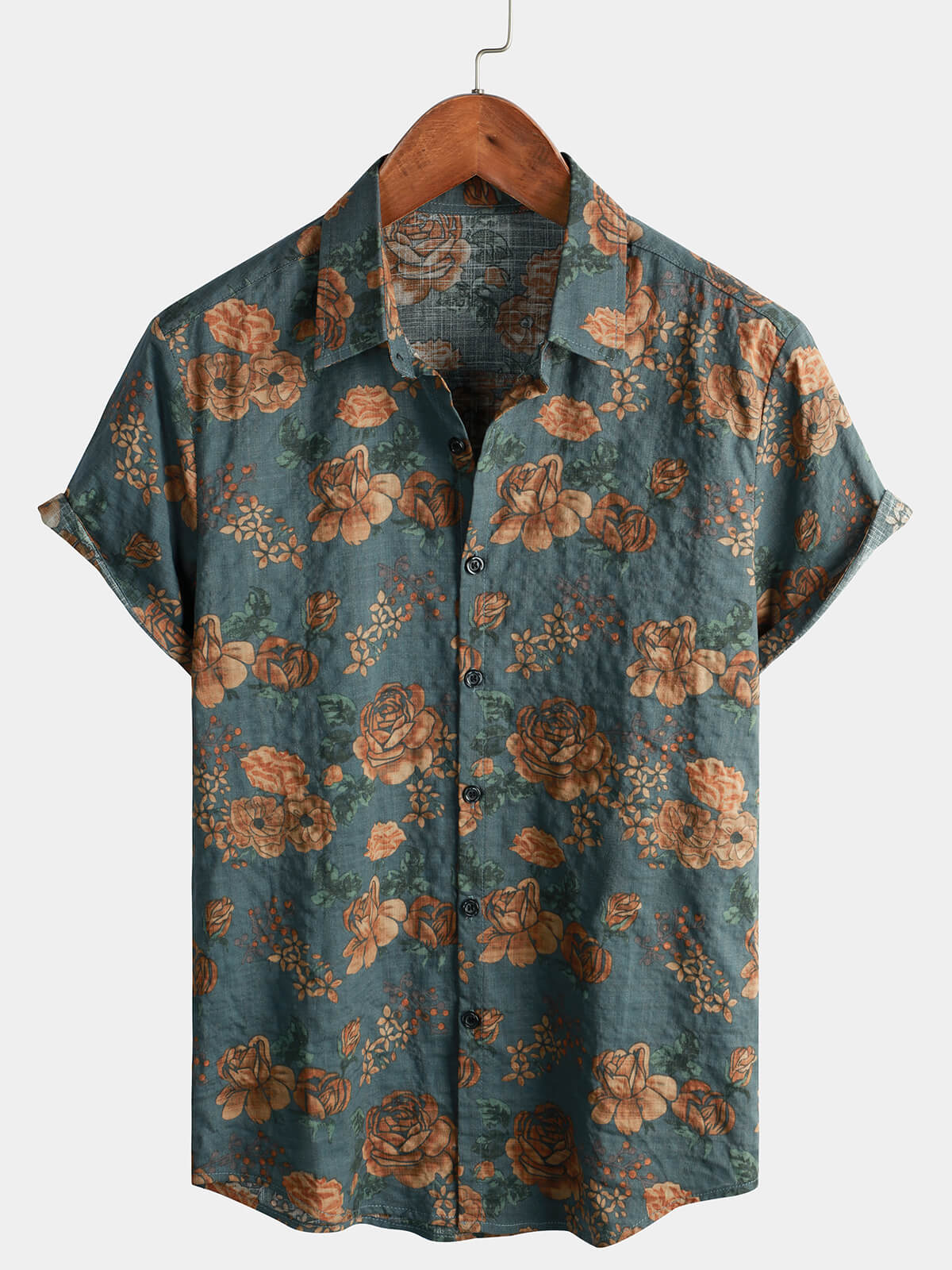 Camicia da uomo estiva a maniche corte in stile retro