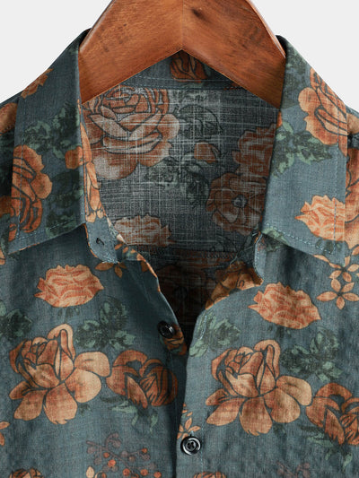 Camicia da uomo estiva a maniche corte in stile retro
