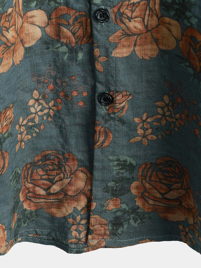 Camicia da uomo estiva a maniche corte in stile retro