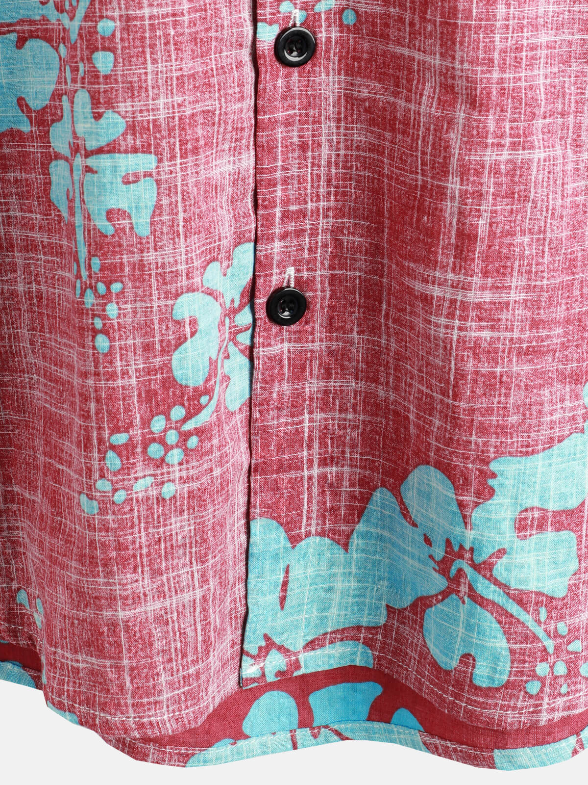 Camicia da uomo rossa a maniche corte con motivo floreale in stile Hawaii