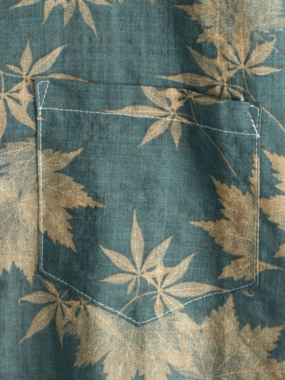Camicia estiva in cotone da uomo con stampa a foglia d'acero