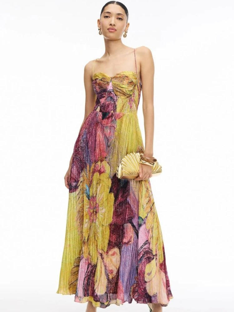 Kiara™ | Abito Maxi Ikat Multicolore