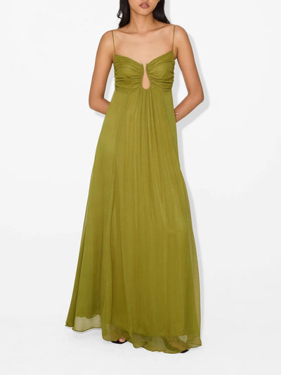 Olivia™ | Abito Maxi Flou Olive