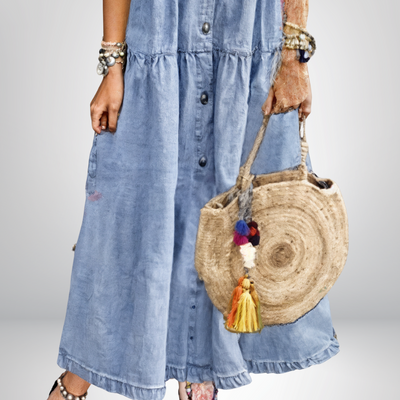 Chiara™ | Abito in Denim Morbido con Bottoni