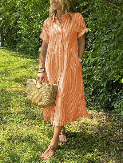 Angela™ | Abito Camicia a Righe