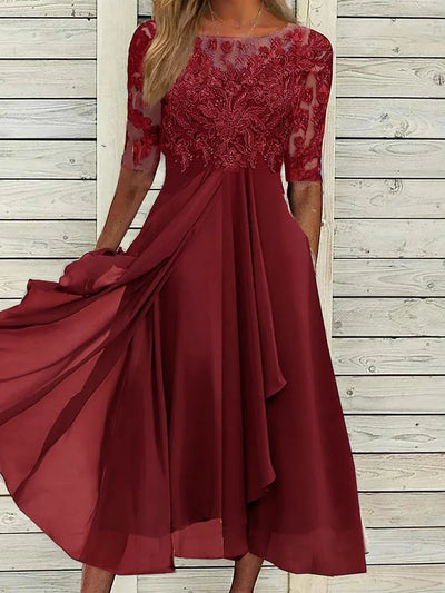 Taryn™ | Abito Midi in Pizzo Elegante