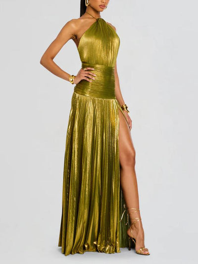 Thalia™ | Abito Maxi Metallic Peridot
