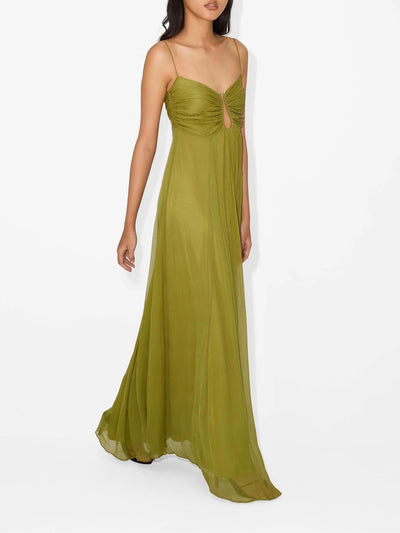 Olivia™ | Abito Maxi Flou Olive