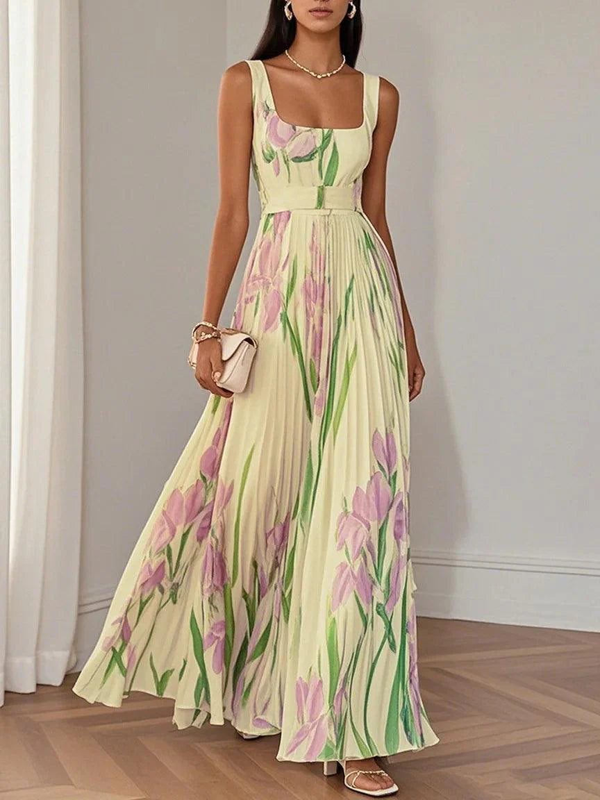 Marina™ | Abito Maxi in Chiffon Plissé