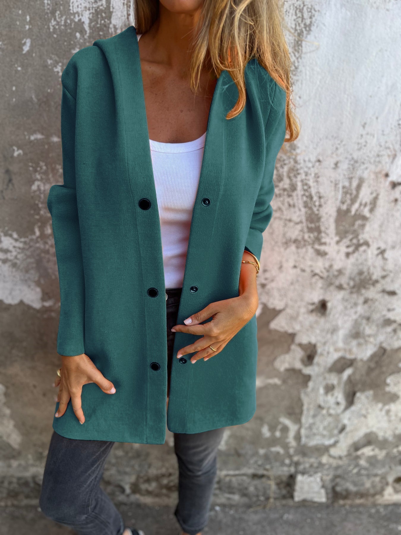 Sofia™ | Giacca Casual con Cappuccio e Bottoni