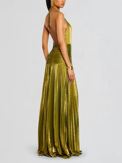 Thalia™ | Abito Maxi Metallic Peridot