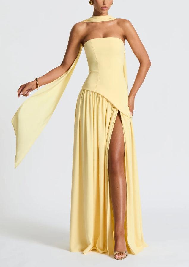 Clara™ | Abito Maxi con Spacco e Nastro