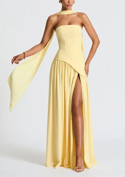 Clara™ | Abito Maxi con Spacco e Nastro