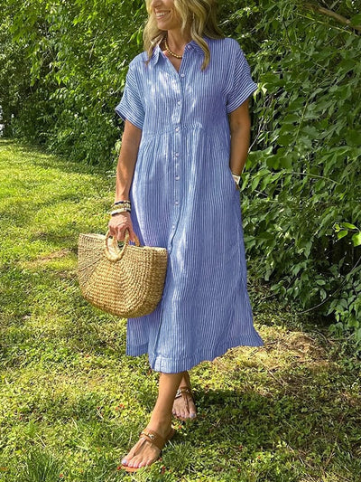 Angela™ | Abito Camicia a Righe