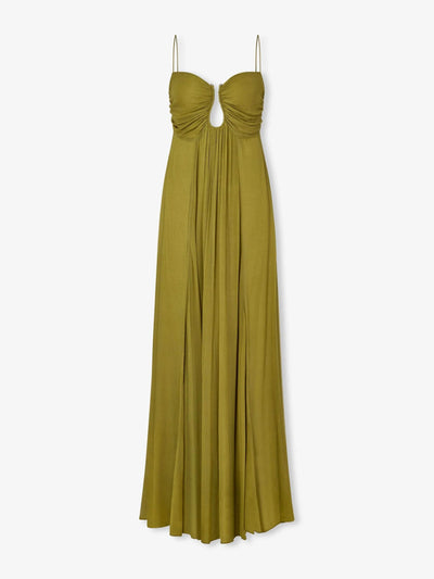 Olivia™ | Abito Maxi Flou Olive