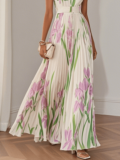 Marina™ | Abito Maxi in Chiffon Plissé
