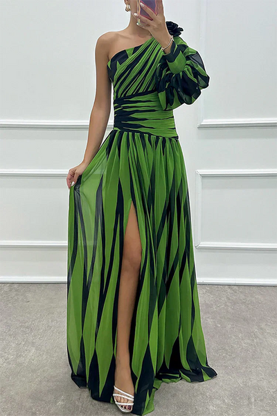 Shiloh™ | Elegante Abito Maxi a Strisce con Spalla Scoperta