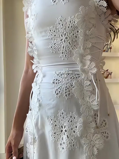 Éliora™ | Abito Maxi in Pizzo con Spalline a Nastro