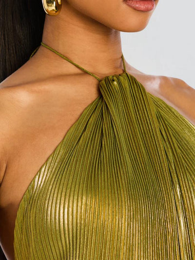 Thalia™ | Abito Maxi Metallic Peridot