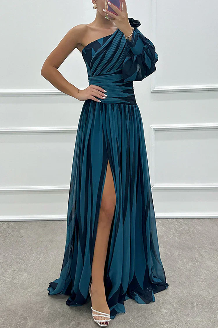 Shiloh™ | Elegante Abito Maxi a Strisce con Spalla Scoperta