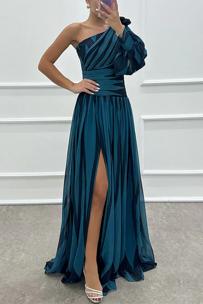 Shiloh™ | Elegante Abito Maxi a Strisce con Spalla Scoperta