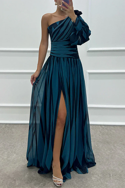 Shiloh™ | Elegante Abito Maxi a Strisce con Spalla Scoperta