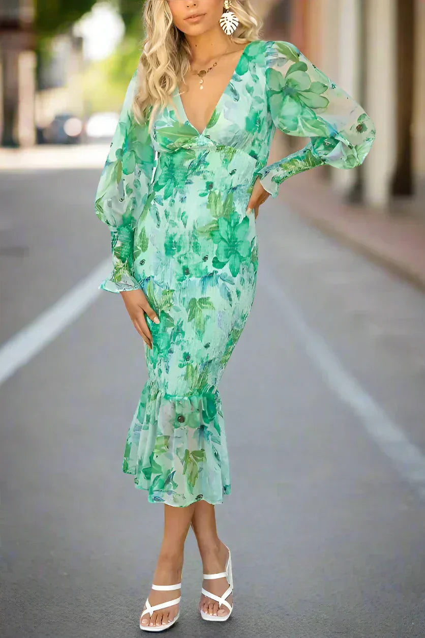 Melissa™ | Abito Midi con Rouches Floreale