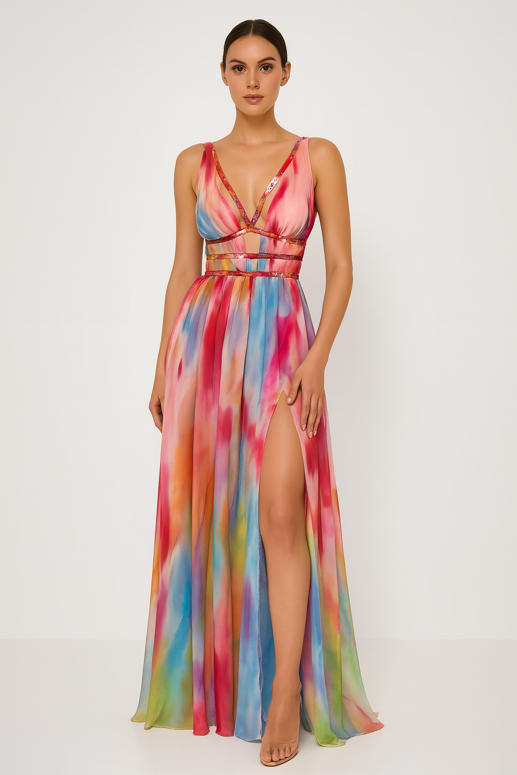 Lucia™ | Abito Maxi con Stampa Acquerello