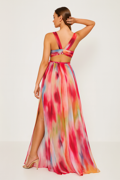 Lucia™ | Abito Maxi con Stampa Acquerello