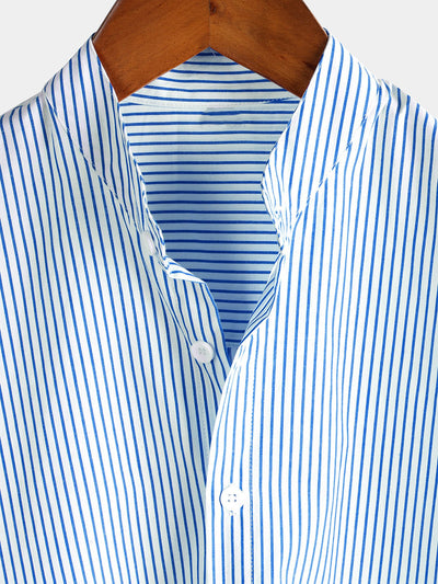 Camicia da uomo in cotone a maniche corte con colletto Henley