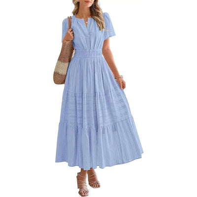 Beatrice | Abito lungo leggero con tasche, scollo a V e vita elastica