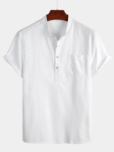 Camicia bianca da uomo in lino e cotone
