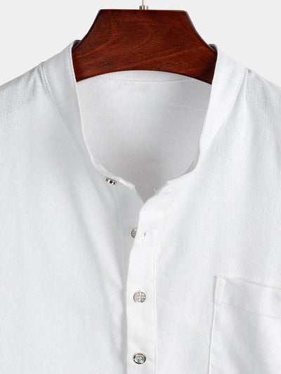Camicia bianca da uomo in lino e cotone