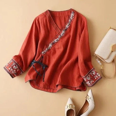 Lily | Camicia in cotone vintage ricamata