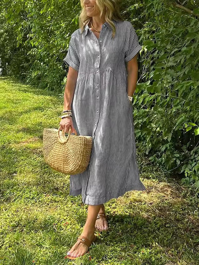 Angela™ | Abito Camicia a Righe