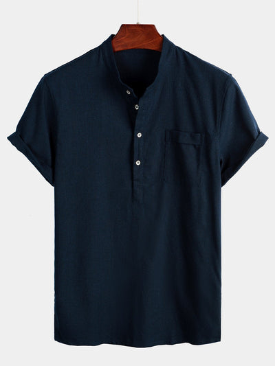 Camicia bianca da uomo in lino e cotone